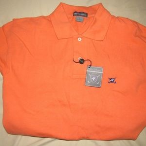 🌺 NEW Alan Flusser GOLF Orange Polo Golf Shirt